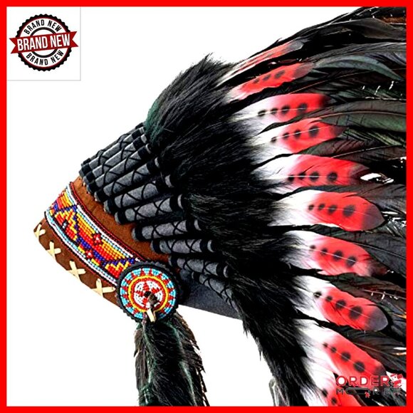 Handmade Leather Feather Headdress Adjustable Unisex Festival Costume main image 5